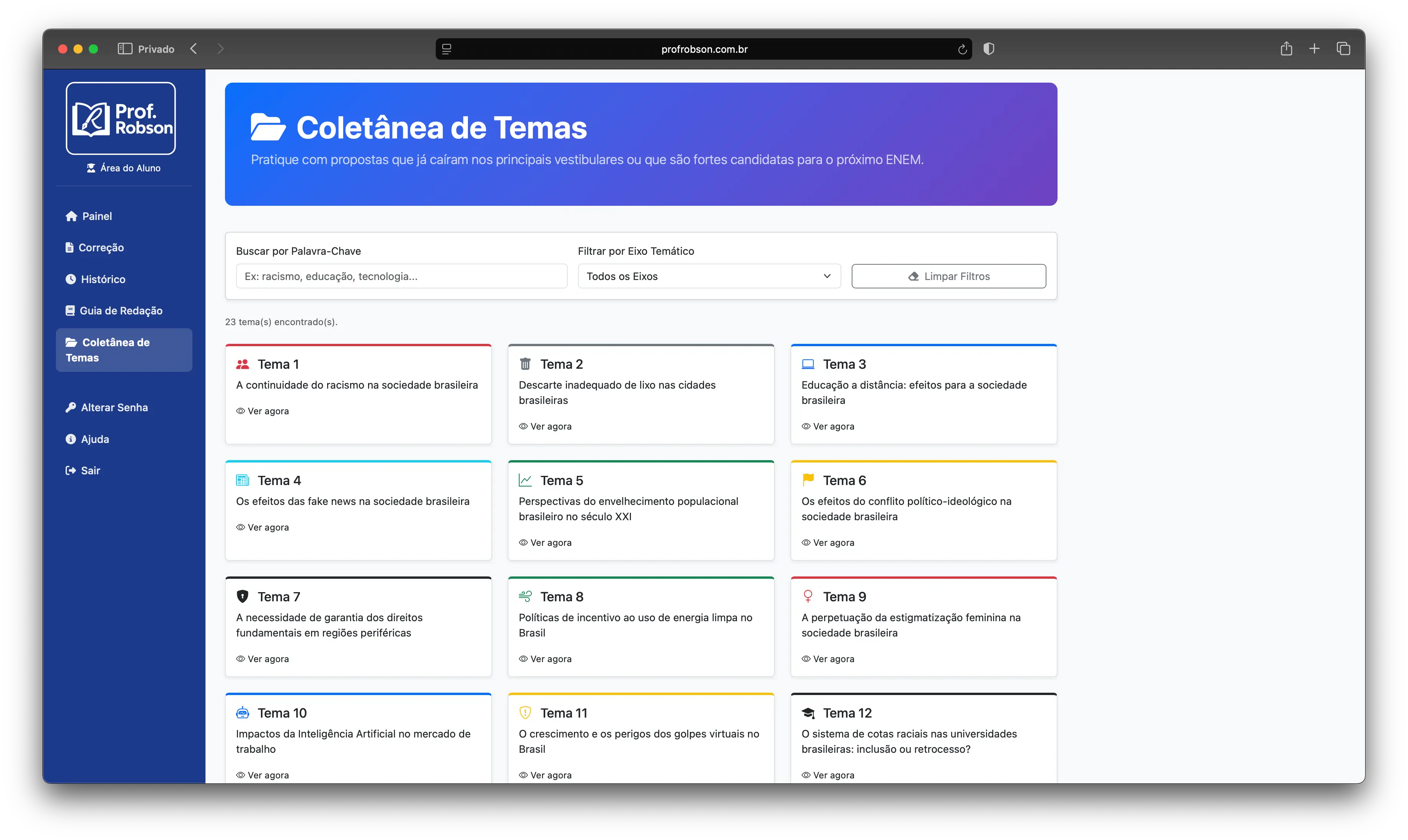 Temas e textos motivadores